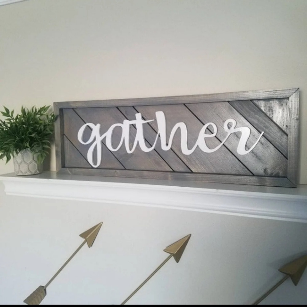 Gather 3D Wood Sign Gray Farmhouse Style